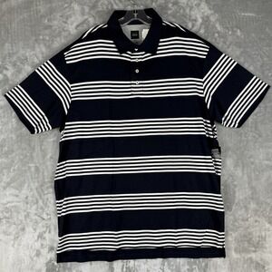 Y2KBLACK Saks Fifth Avenue Men's Ice Cotton Striped‎ Short Sleeve Polo Shirt XXL